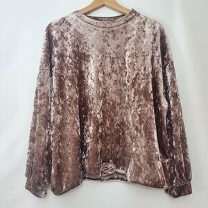Adrianna
Papell Ice Rose Loose Fit Crushed Velvet Long Sleeve Top